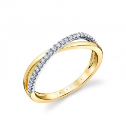 Two Tone Modern Crossover Wedding Ring