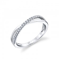 Two Tone Modern Crossover Wedding Ring
