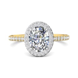 FlyerFit® 14K Yellow and 14K White Gold Micropave Halo Engagement Ring