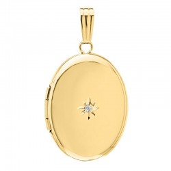 Yellow Gold Filled Diamond Oval Locket Charm