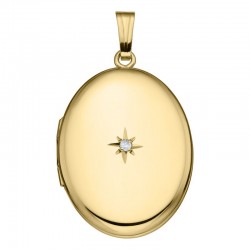 Yellow Gold Filled Diamond Diamond Oval Locket Charm