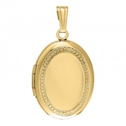 Yellow Gold Filled Beaded Edge Oval Locket Charm