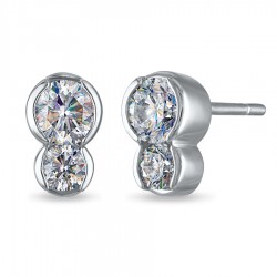 Two-Stone Half-Bezel Earrings