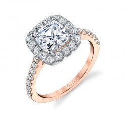 Cushion Cut Two Tone Classic Halo Engagement Ring - Jacalyn
