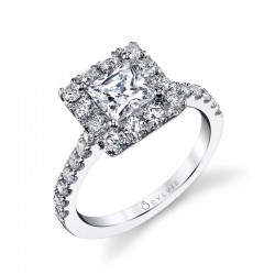 Princess Cut Classic Halo Engagement Ring - Jacalyn