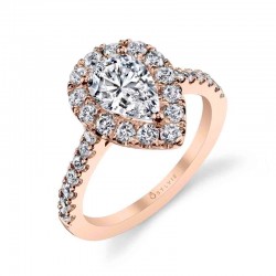 Pear Shaped Classic Halo Engagement Ring - Jacalyn