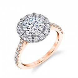 Round Cut Two Tone Classic Halo Engagement Ring - Jacalyn