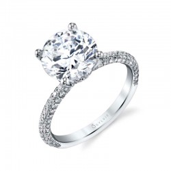 Round Cut 3 Carat Classic Pave Engagement Ring - Jayla