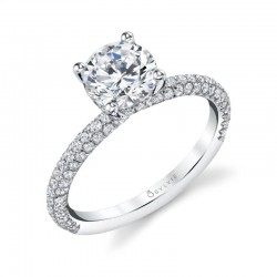 Classic Engagement Ring with Pave Diamonds - Jayla