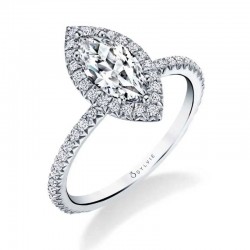 Marquise Classic Halo Engagement Ring - Vivian