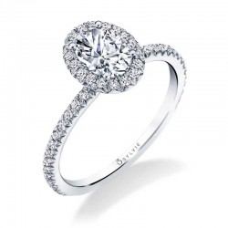 Oval Cut Classic Halo Engagement Ring - Vivian