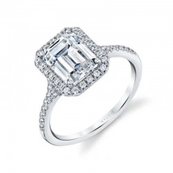 Emerald Cut Halo Engagement Ring - Alexandra