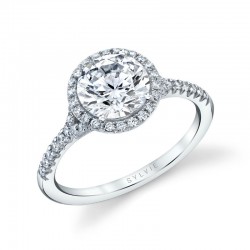 Round Cut Halo Engagement Ring – Alexandra