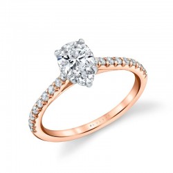 Pear Shaped Two Tone Classic Halo Engagement Ring - Harmonie