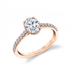 Oval Cut Classic Hidden Halo Engagement Ring - Anastasia