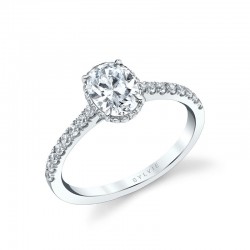 Oval Cut Classic Hidden Halo Engagement Ring - Anastasia