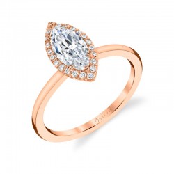 Marquise Cut Solitaire Halo Engagement Ring - Elsie