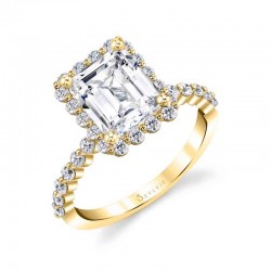 Emerald Cut Classic Halo Engagement Ring - Athena