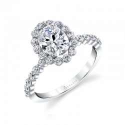 Oval Cut Classic Halo Engagement Ring - Athena