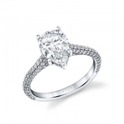 Pear Shape Hidden Halo Pave Engagement Ring - Peighton