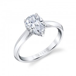 Pear Shaped Hidden Halo Solitaire Engagement Ring - Fae