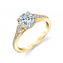 Round Cut Unique Engagement Ring - Esmeralda
