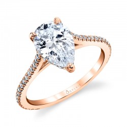 Pear Shaped Classic Hidden Halo Engagement Ring - Steffi