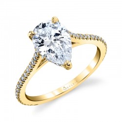 Pear Shaped Classic Hidden Halo Engagement Ring - Steffi