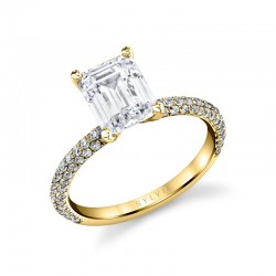 Emerald Cut Classic Pave Engagement Ring - Braylin