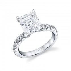 Emerald Cut Classic Wide Band Engagement Ring - Marlise