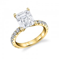 Emerald Cut Classic Wide Band Engagement Ring - Marlise
