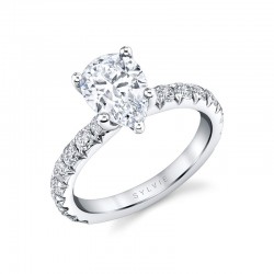 Pear Shaped Classic Wide Band Engagement Ring - Marlise