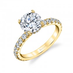 Round Cut Classic Wide Band Engagement Ring - Malencia