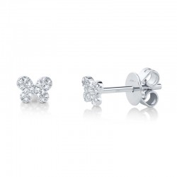 0.07ct 14k White Gold Diamond Pave Butterfly Stud Earring