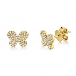 0.22ct 14k Yellow Gold Diamond Pave ButteFashion Ringly Stud Earring