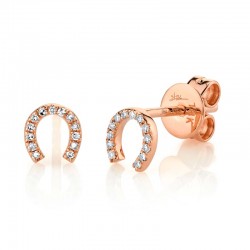 0.06ct 14k Rose Gold Diamond Horseshoe Stud Earring