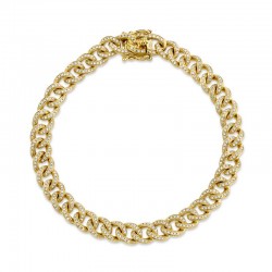 1.05ct 14k Yellow Gold Diamond Pave Chain Bracelet