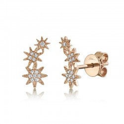 .06ct Pave Diamond Star Stud Earrings 14K Rose Gold