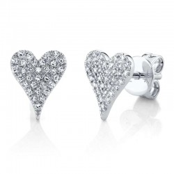 0.14ct 14k White Gold Diamond Pave Heart Stud Earring