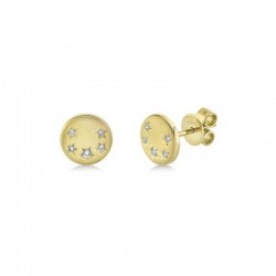 .07ct Diamond Star Stud Earrings 14K Yellow Gold