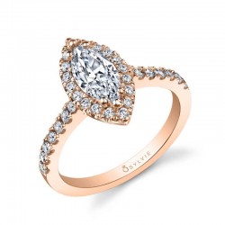 Marquise Cut Classic Halo Engagement Ring - Chantelle