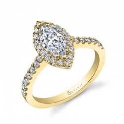 Marquise Cut Classic Halo Engagement Ring - Chantelle