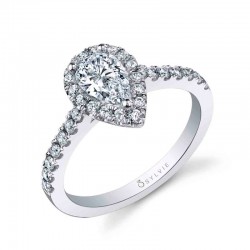 Pear Shaped Classic Halo Engagement Ring - Chantelle