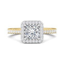 FlyerFit® 18K Yellow Gold Shank And White Gold Top Vintage Engagement Ring