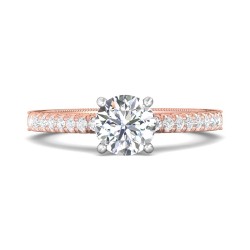 FlyerFit® 18K Pink Gold Shank And White Gold Top Vintage Engagement Ring