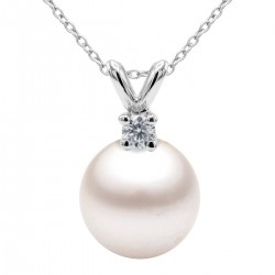 AAA 8-9MM Akoya Cultured Pearl and Diamond Pendant
