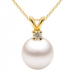 AAA 8-9MM Akoya Cultured Pearl and Diamond Pendant