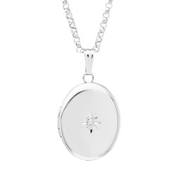 Silver Oval with Diamond Accent Locket