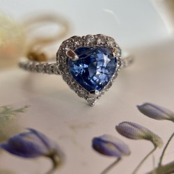 Heart Shaped Blue Sapphire Ring