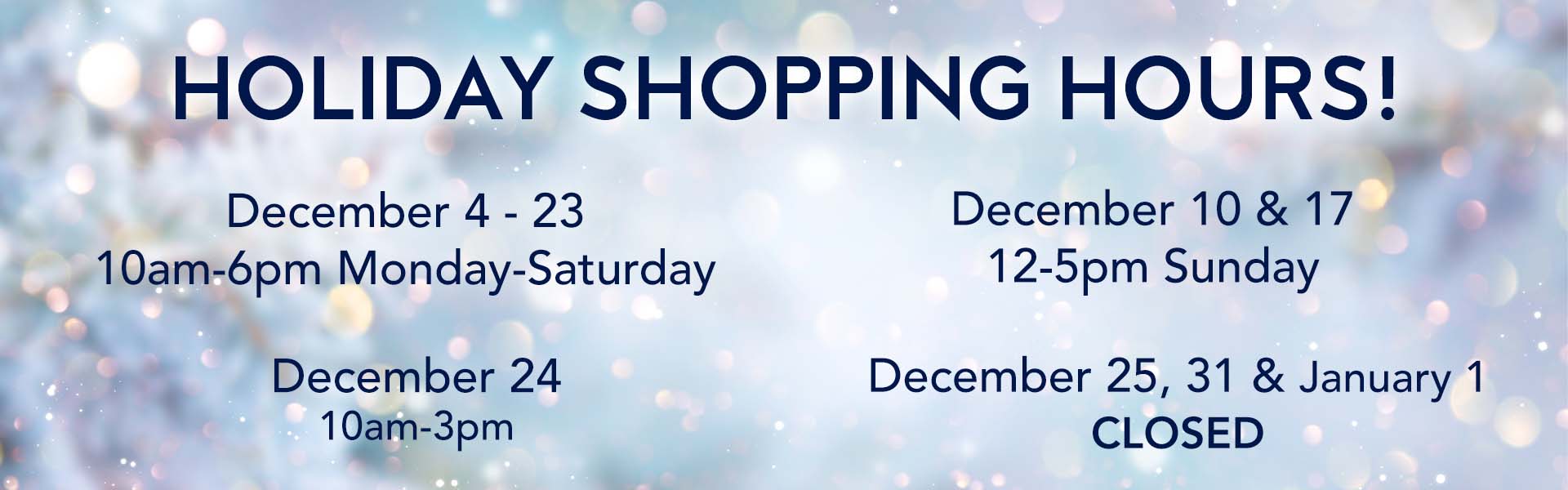 Holiday Shopping Hours